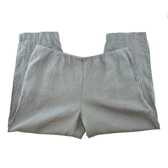 J. Jill Pants - J. JILL 100% Linen Wide Leg Pull On Pants • Large Tall • gray • coastal chic